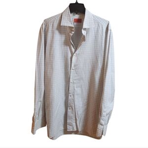 Isaia White and Gray Checkered Shirt